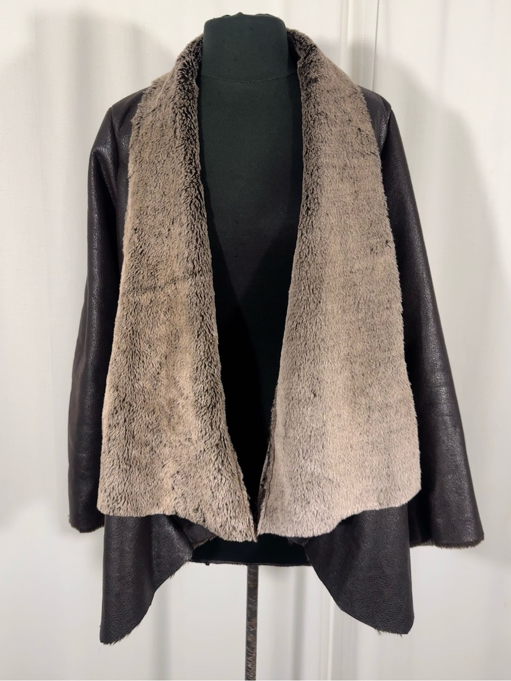 Bagatelle Brown Faux Shearling Open Front Jacket